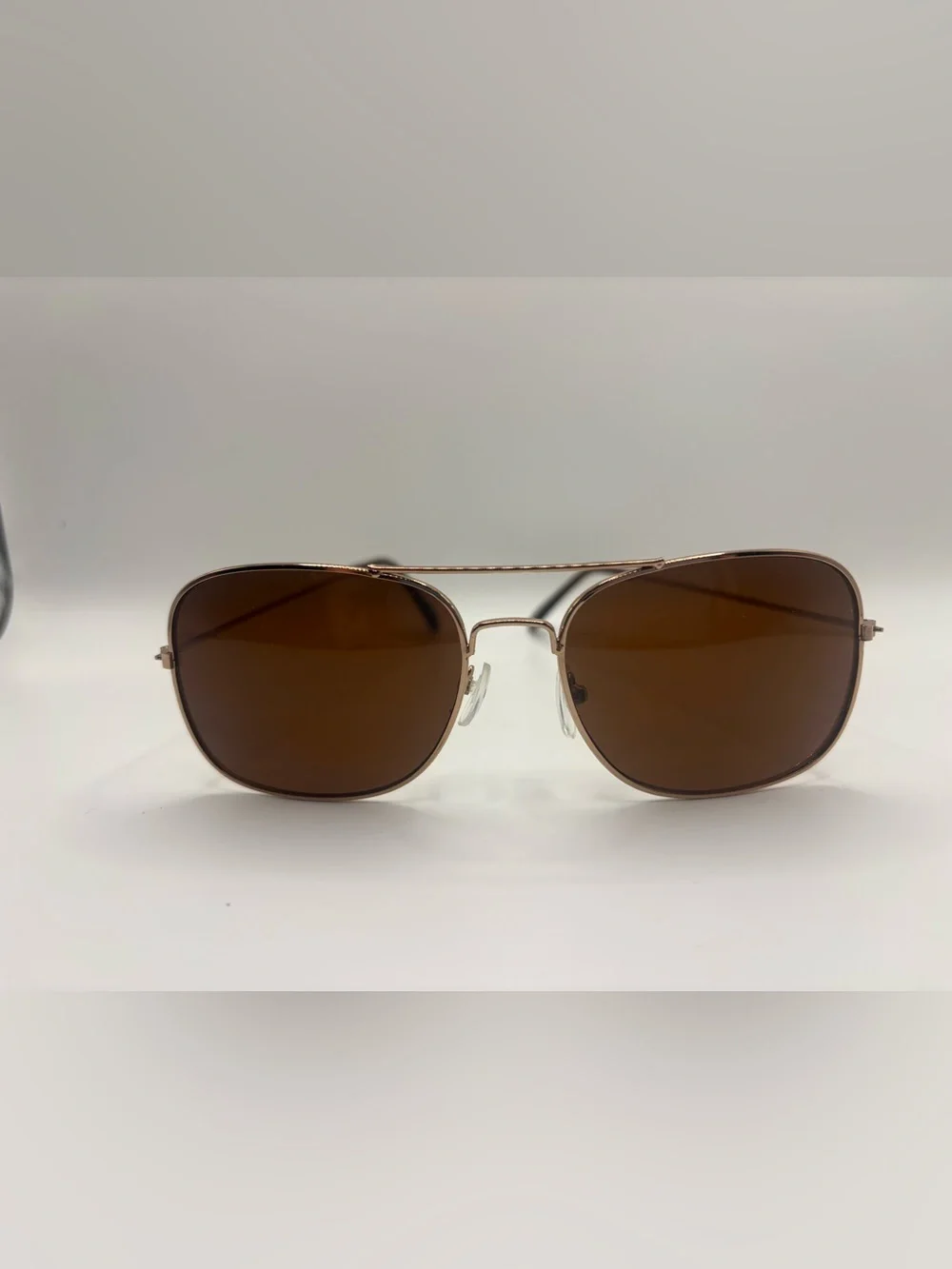 Gold Tone Aviator Sunglasses Brown Lenses Double Bridge Classic Unisex